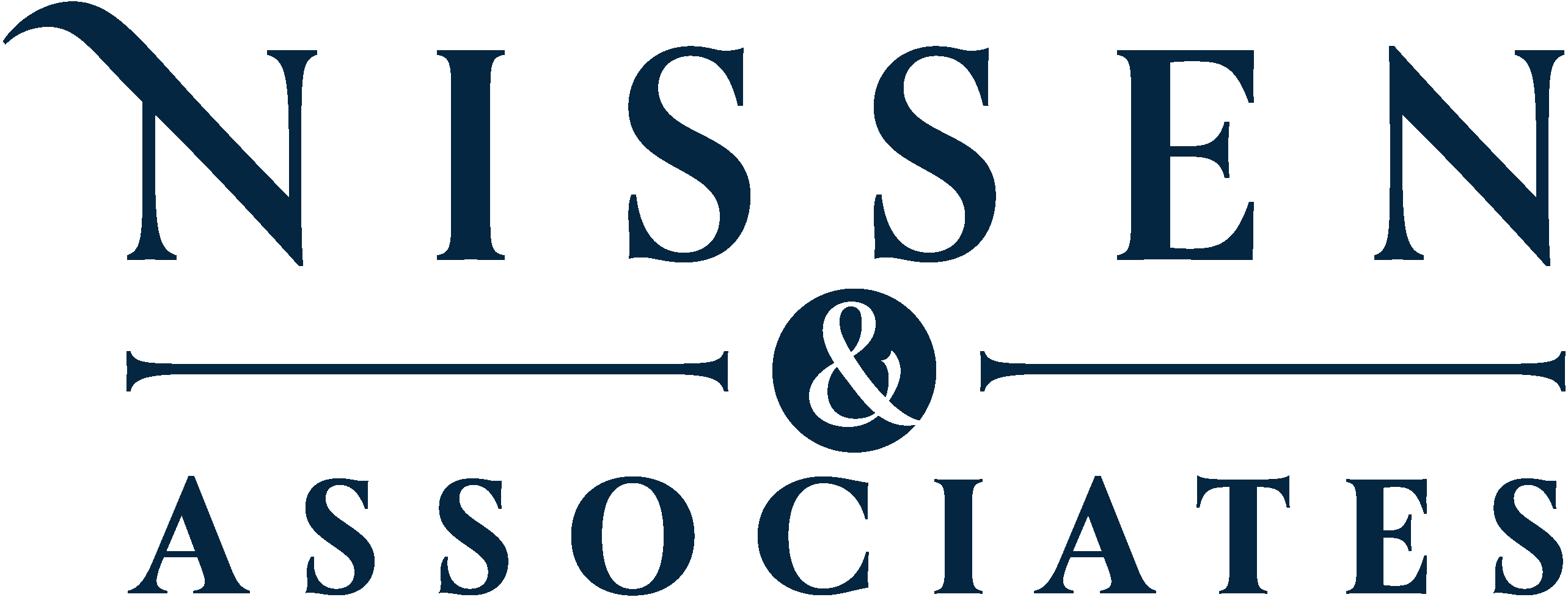 Logo spelling out Nissen and Associates in dark blue