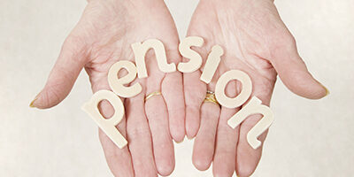 Employer's Pension Startup Credit Substantially Increased as the words Pension are written across a pair of open hands