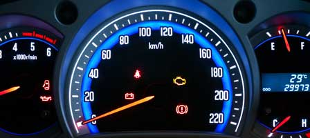 Interior dashboard of a car shows the standard mileage rates 2020