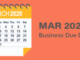 March 2020 Business Due Dates showing a graphic of a March calendar