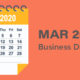 March 2020 Business Due Dates showing a graphic of a March calendar