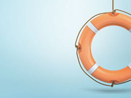 Stimulus Legislation Includes SBA Loan Forgiveness, a life preserver hangs waiting against a blue backdrop.