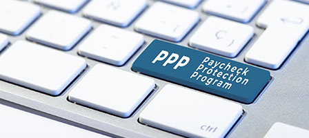 Loan Application Period for The Paycheck Protection Program Extended - A keyboard includes a blue key that stands out labeled PPP