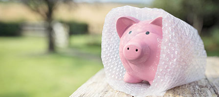 Need A Protective Claim Before July 15 - A ceramic piggybank is covered in protective bubblewrap