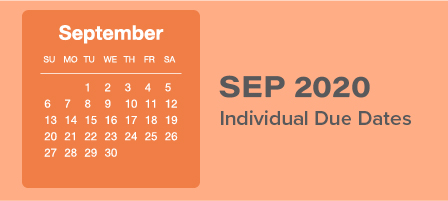 September 2020 Individual Due Dates shows a photo of the month of September